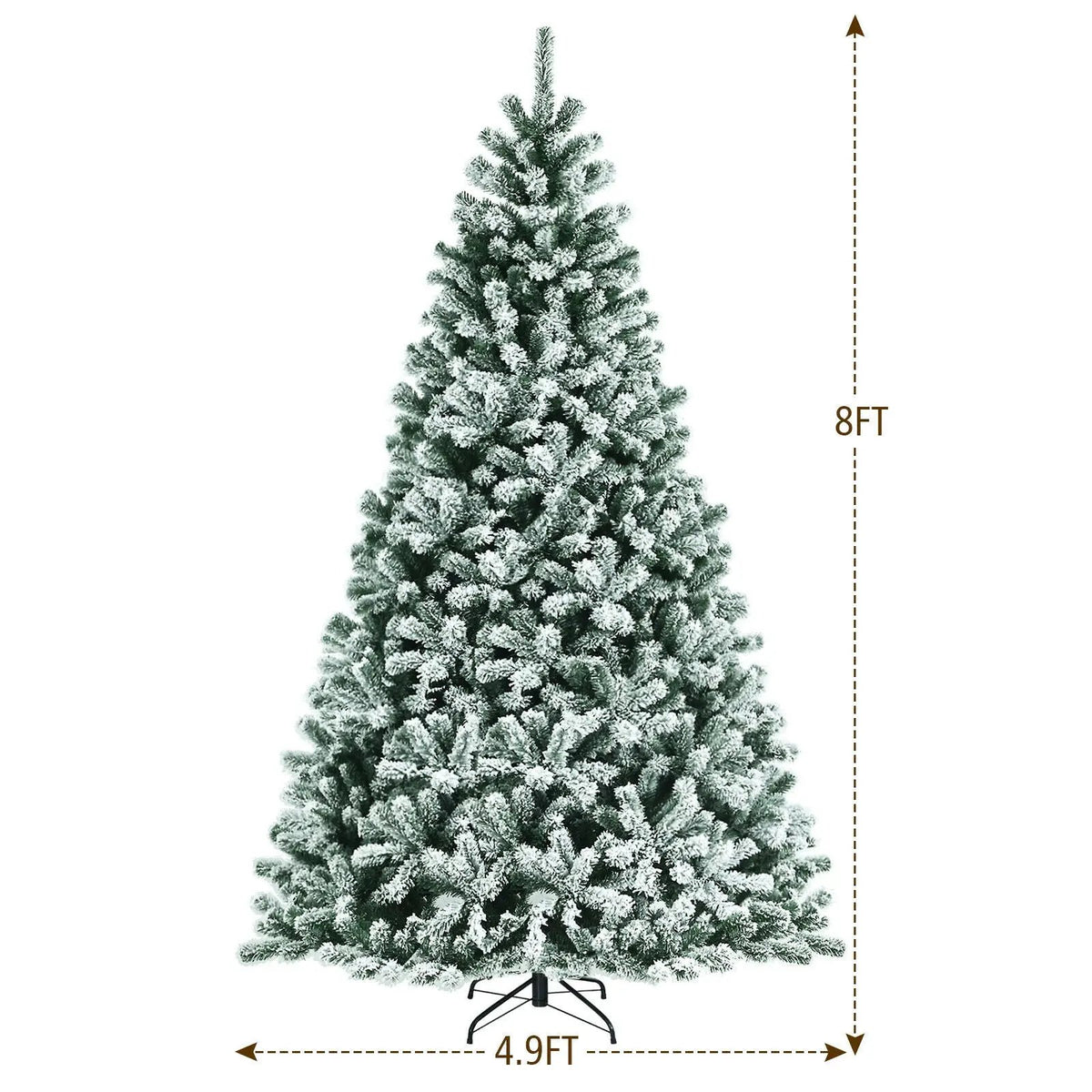 6 Feet Pre-lit Snow Flocked Hinged Christmas Tree with 928 Tips and Metal Stand by DirectDeals