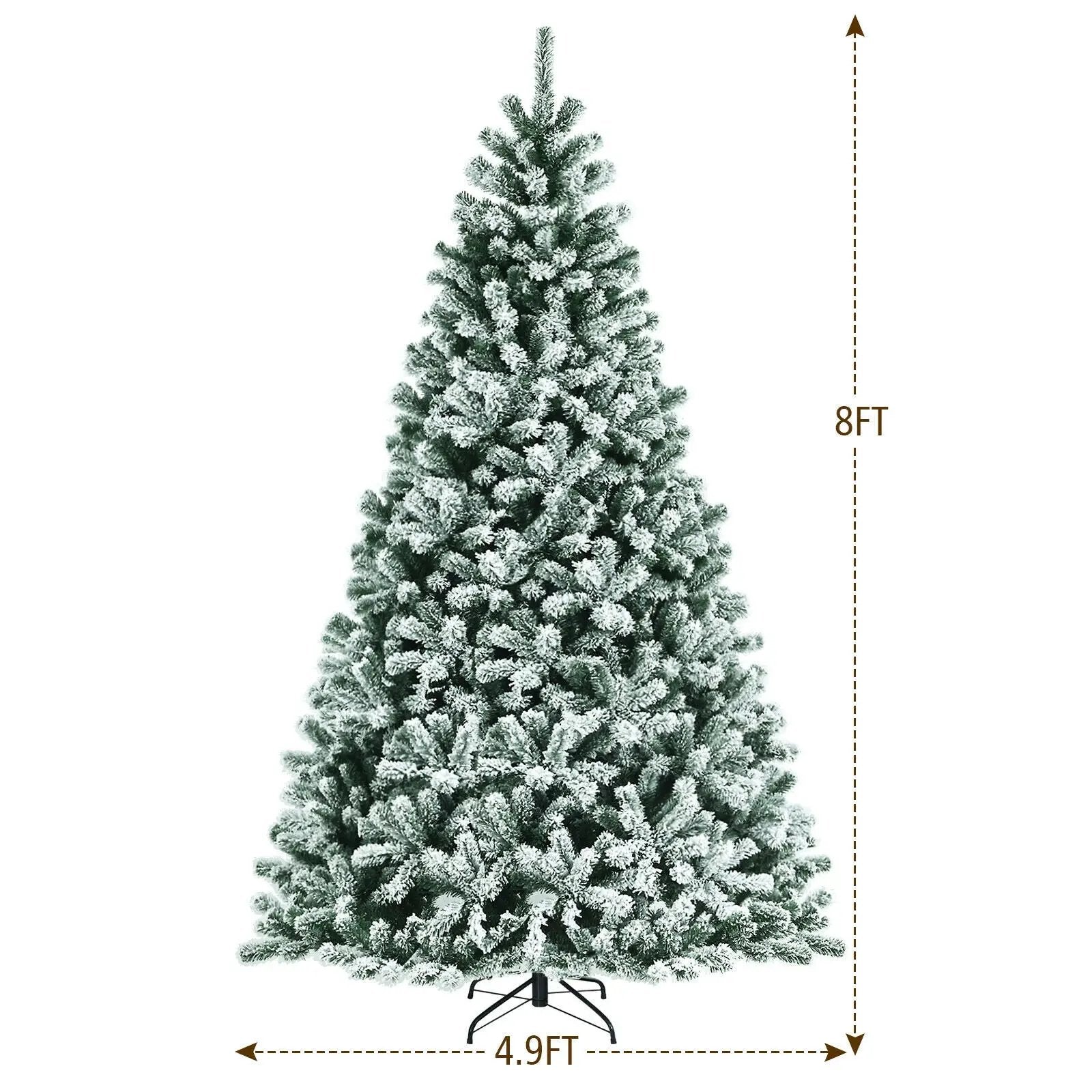 6 Feet Pre-lit Snow Flocked Hinged Christmas Tree with 928 Tips and Metal Stand by DirectDeals