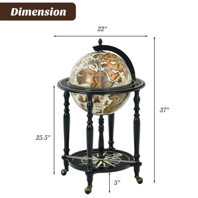 16th Century Nautical Chart Wine Cabinet with Wheels by DirectDeals