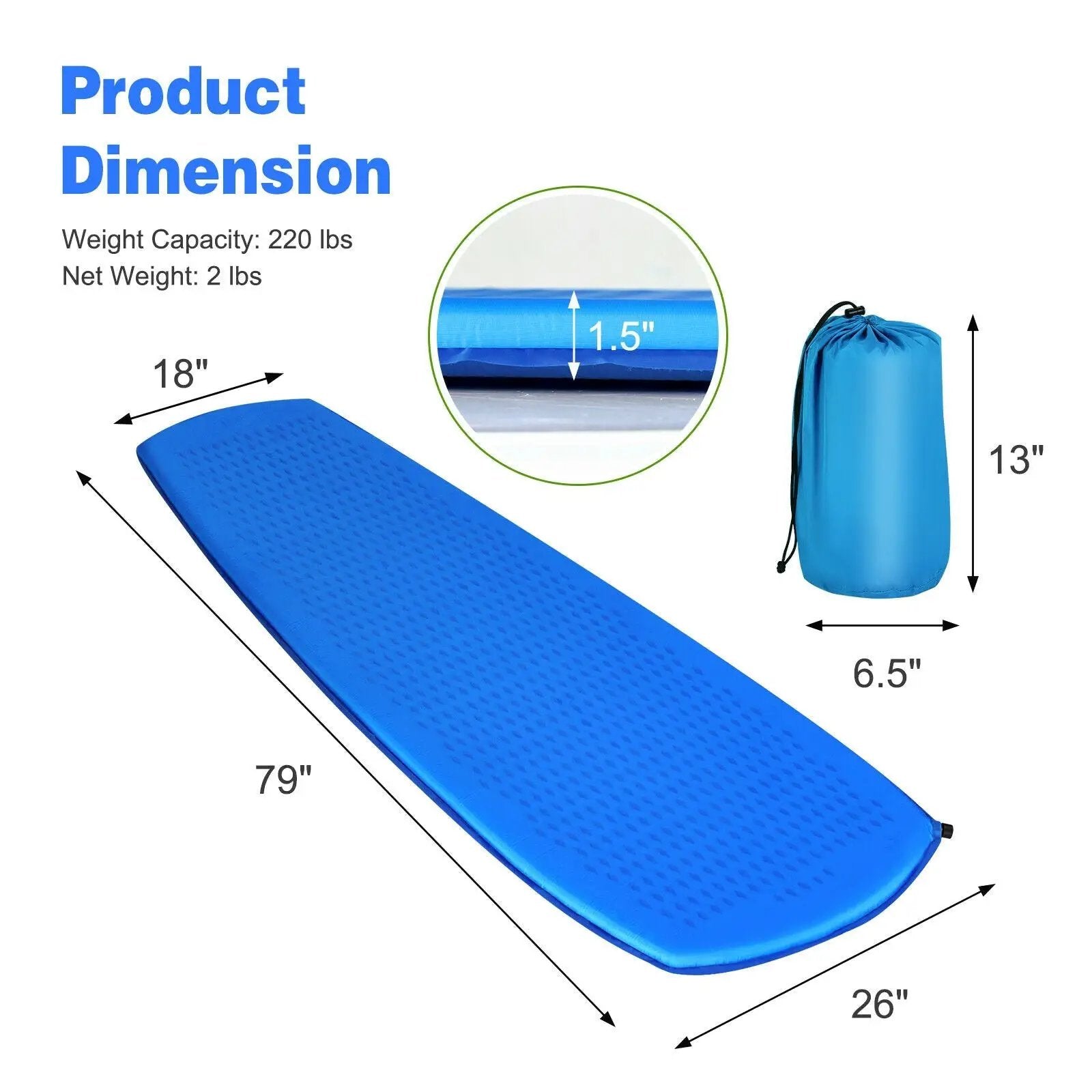 Inflatable Sleeping Pad with Carrying Bag by DirectDeals