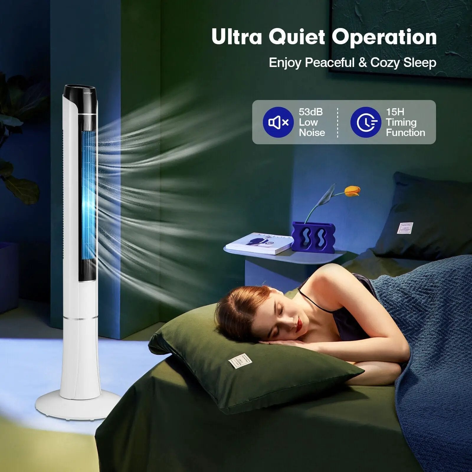 Portable 48 Inches Tower Fan with Remote Control-White by DirectDeals