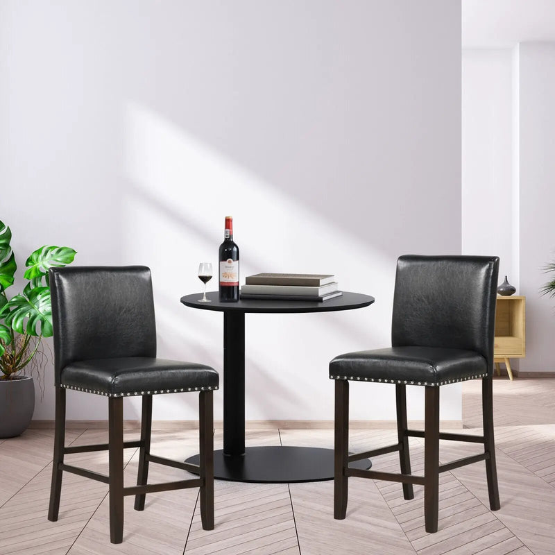 Set of 2 Linen Fabric Bar Stools with Back for Kitchen Island by DirectDeals