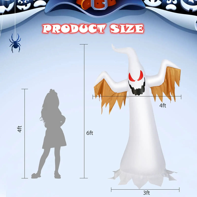 6 Feet Halloween Inflatable Ghost Quick Blow up Halloween D√©cor with LED Lights by DirectDeals