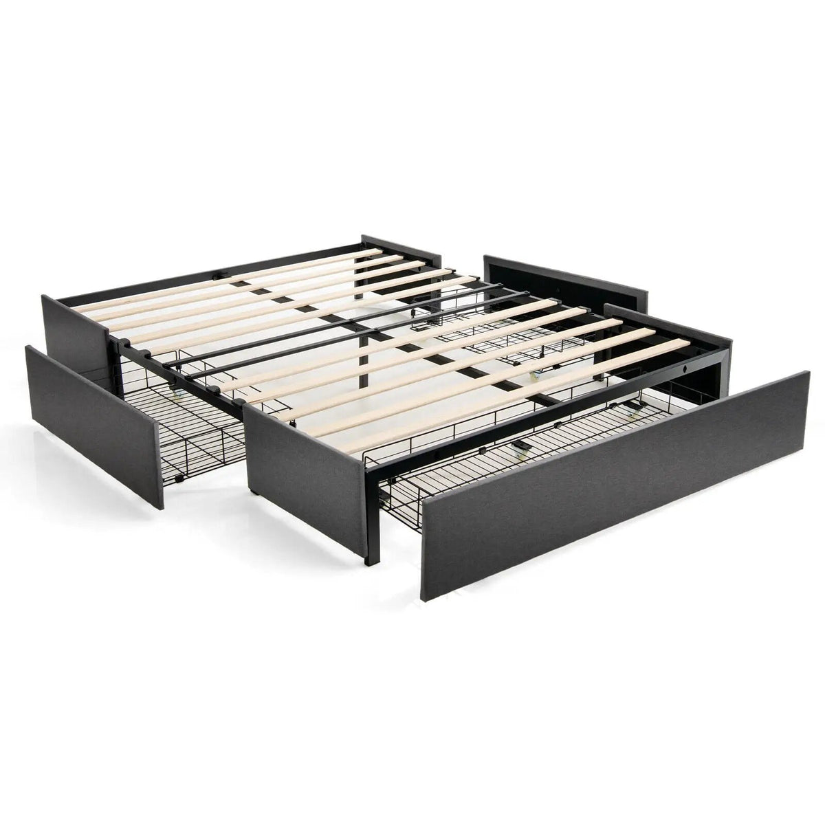 Upholstered Platform Bed Frame with 3 Storage Drawers by DirectDeals