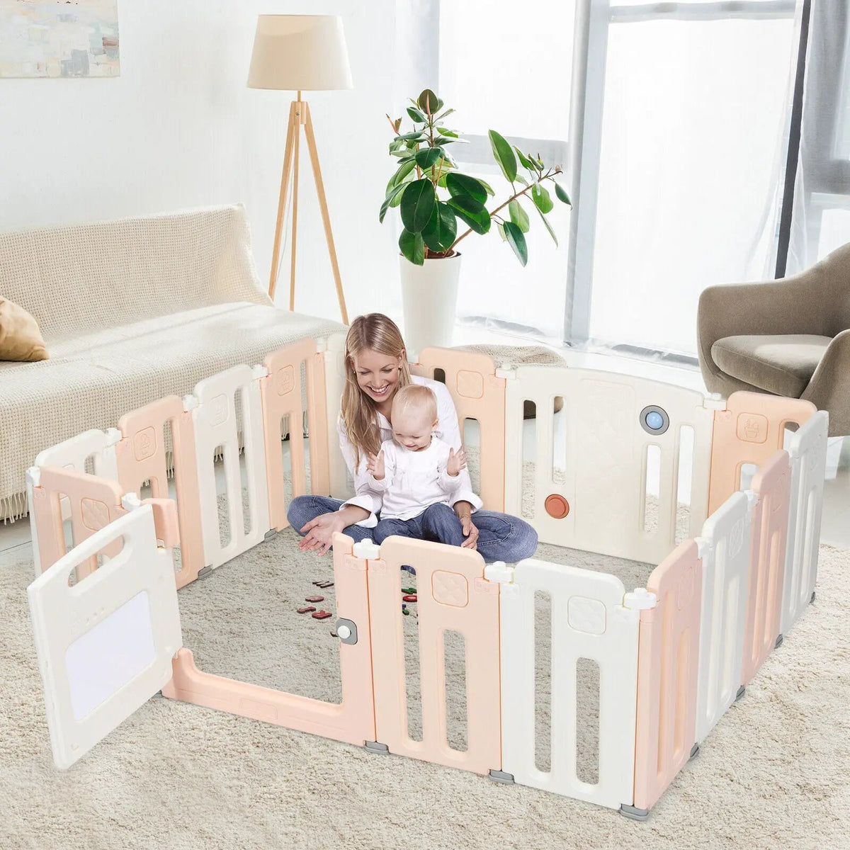 16 Panels Baby Safety Playpen with Drawing Board by DirectDeals