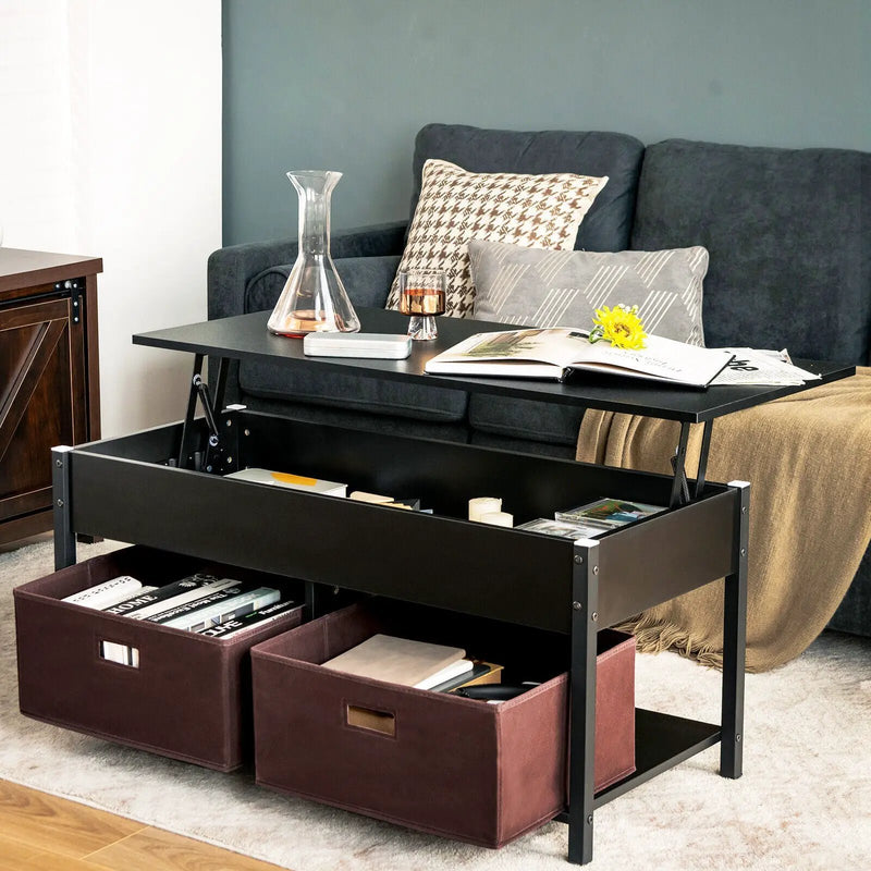 Lift Top Coffee Table Central Table with Drawers and Hidden Compartment for Living Room by DirectDeals