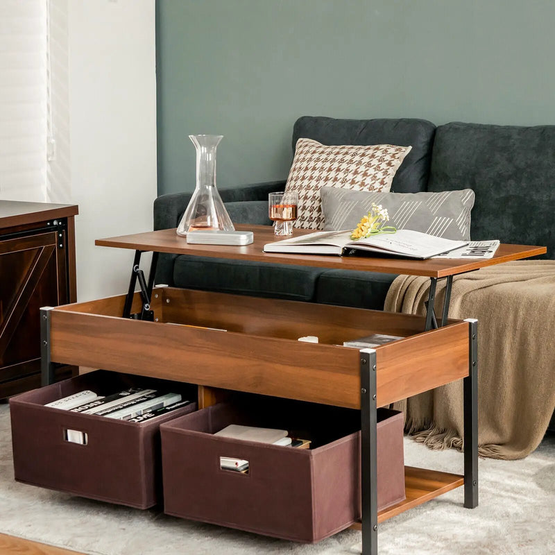 Lift Top Coffee Table Central Table with Drawers and Hidden Compartment for Living Room by DirectDeals