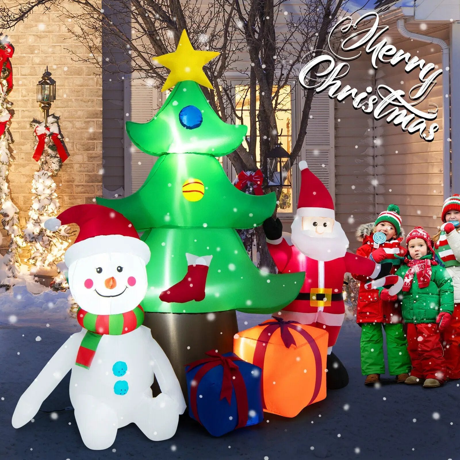 7.2 Feet Inflatable Lighted Christmas Decoration Tree with Santa Claus by DirectDeals