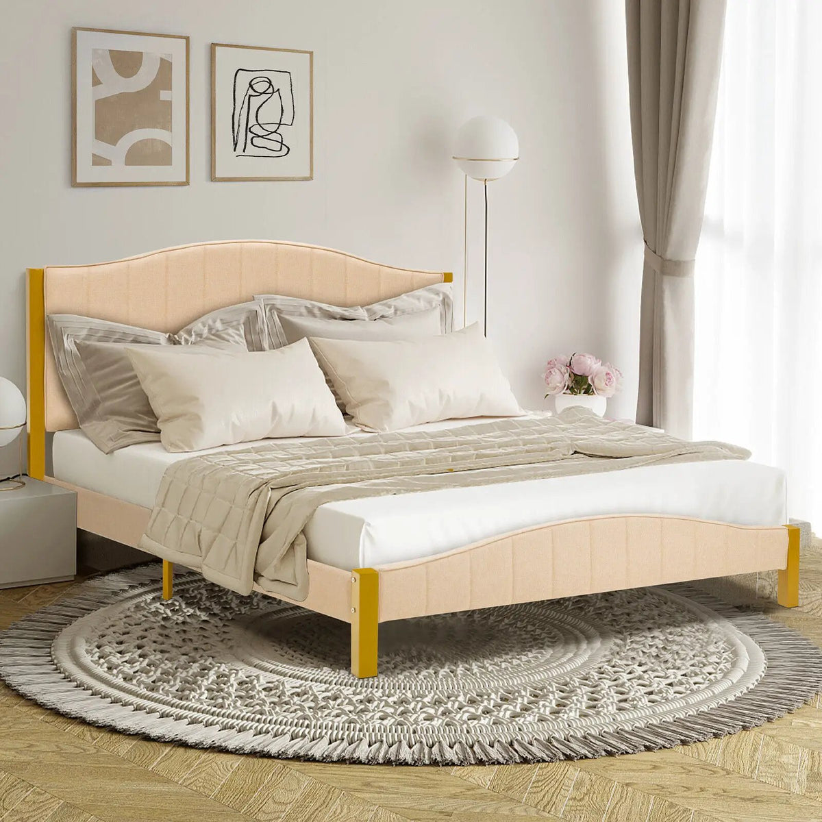 Full/Queen Size Upholstered Bed Frame with Quilted Headboard by DirectDeals
