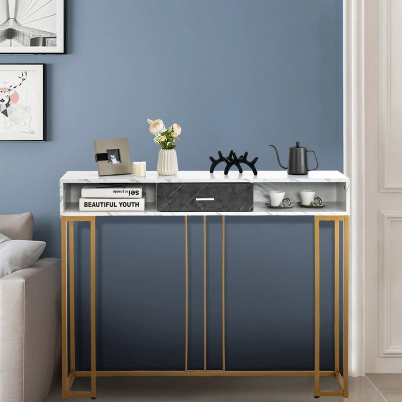Narrow Long Sofa Table for Living Room-White by DirectDeals