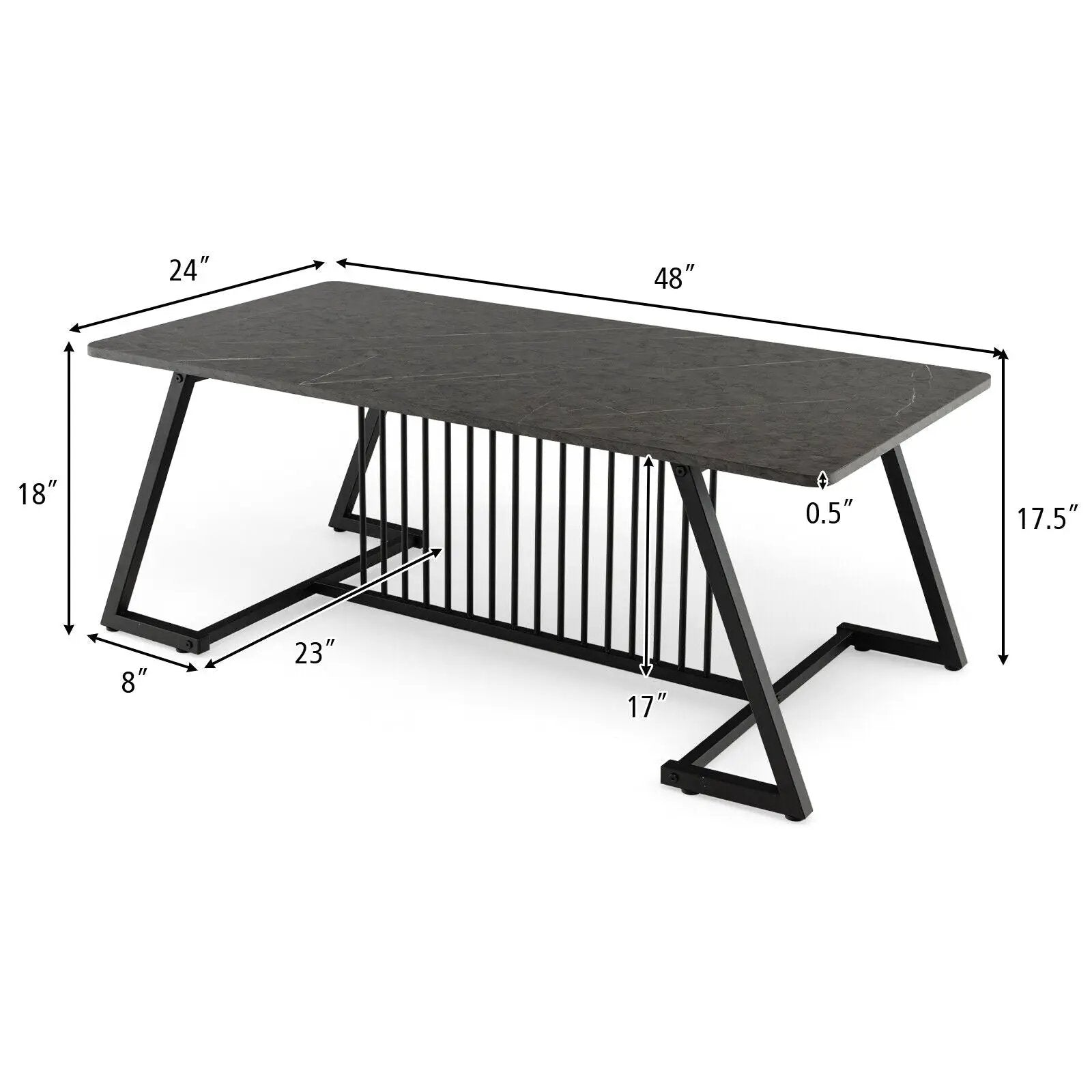 48 Inch Modern Style Coffee Table with Spacious Tabletop for Living Room-Black by DirectDeals