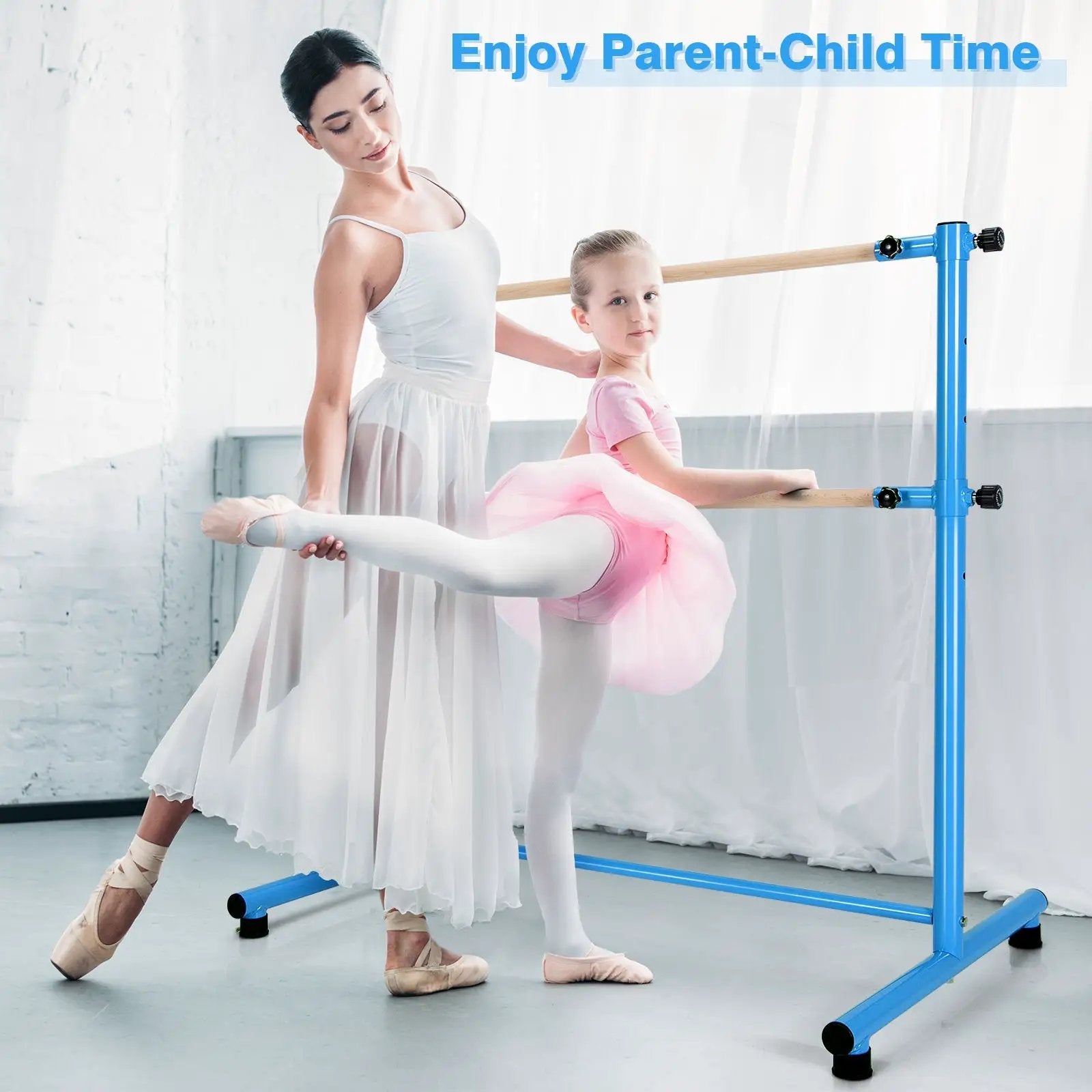 47 Inch Double Ballet Barre with Anti-Slip Footpads by DirectDeals