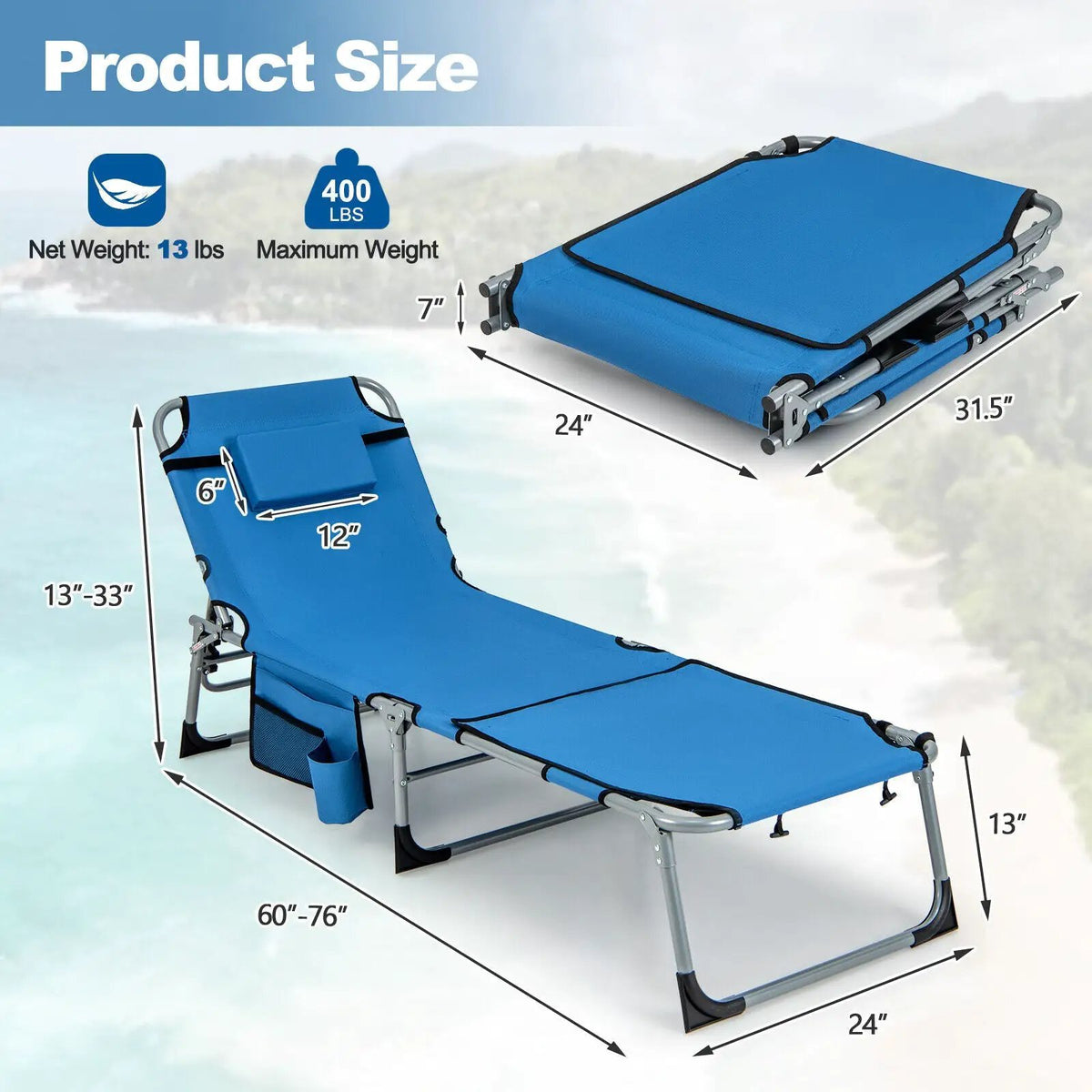 5-position Outdoor Folding Chaise Lounge Chair by DirectDeals
