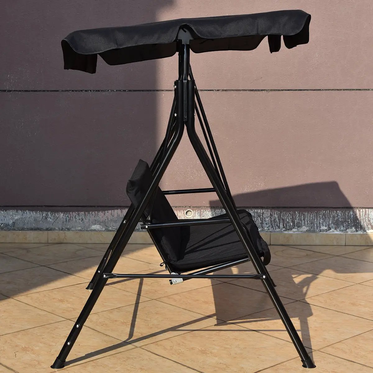 Loveseat Cushioned Patio Steel Frame Swing Glider by DirectDeals