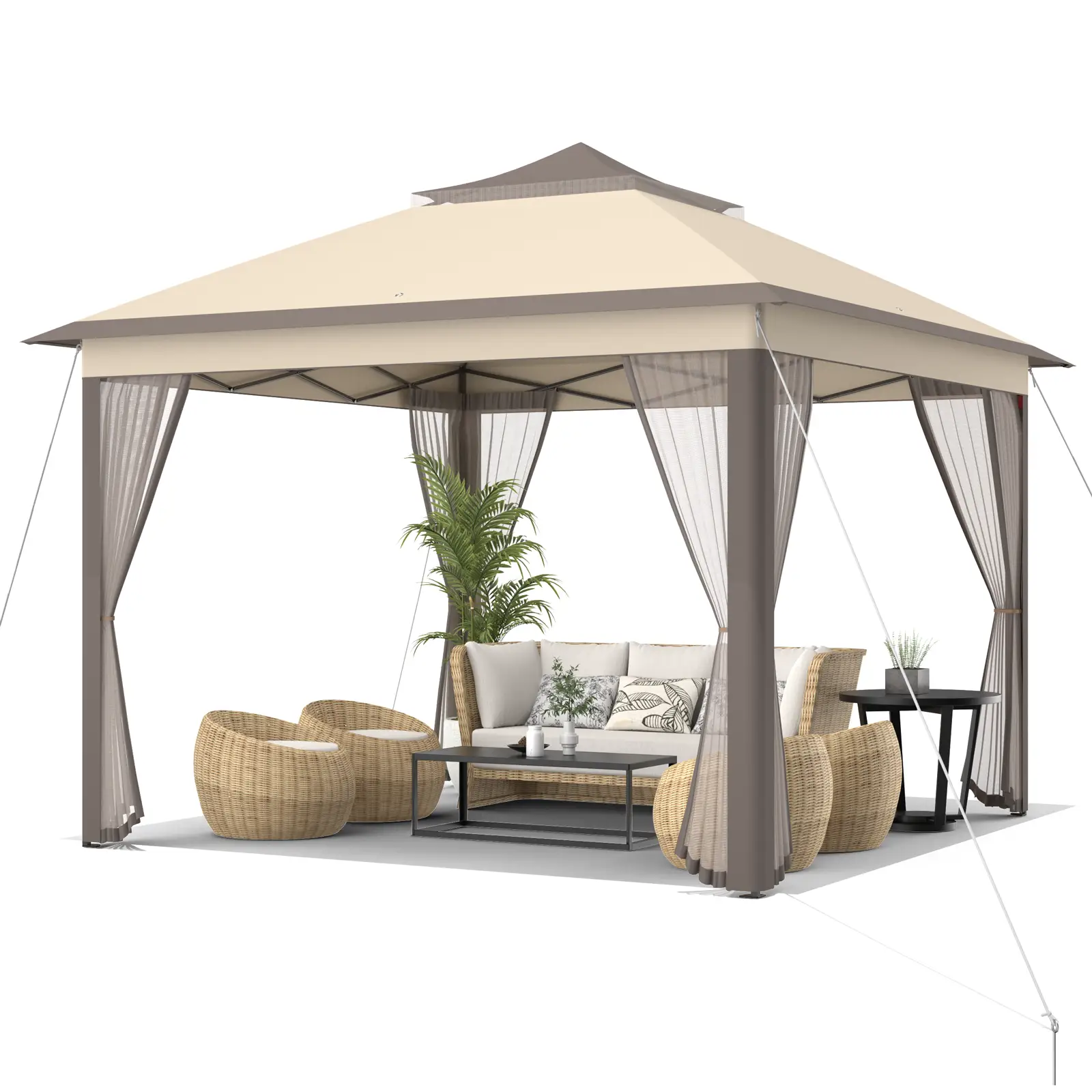 11 x 11 Feet 2-Tier Pop-Up Gazebo Tent Portable Canopy Shelter Carry Bag Mesh by DirectDeals