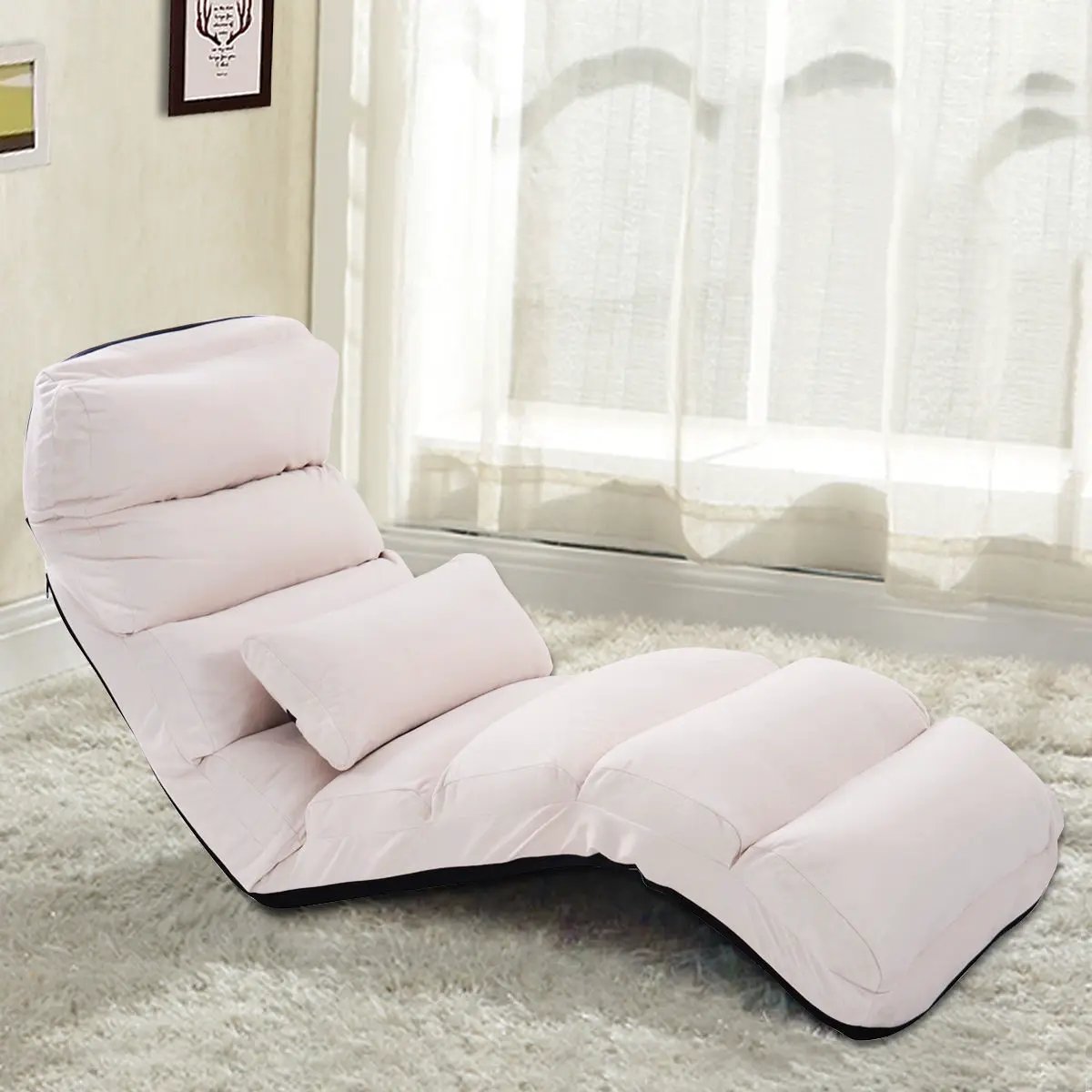 Folding Lazy Sofa Chair Stylish Sofa Couch Beds Lounge Chair W/Pillow by DirectDeals