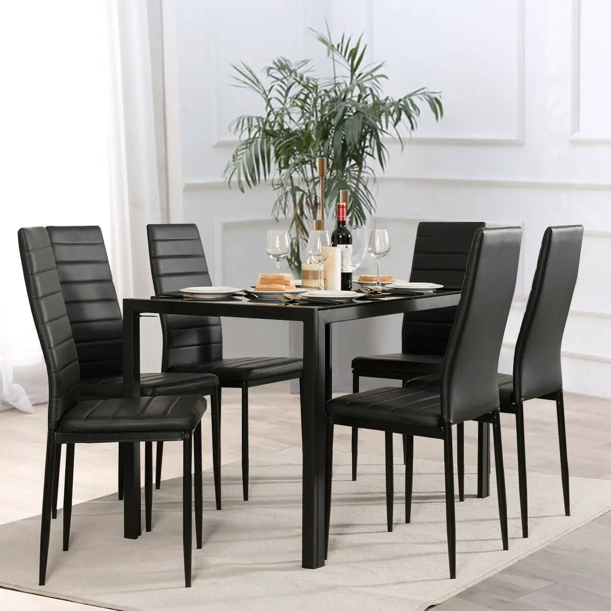 Set of 2 or 6 High Back Dining Chairs-Set of 6 by DirectDeals