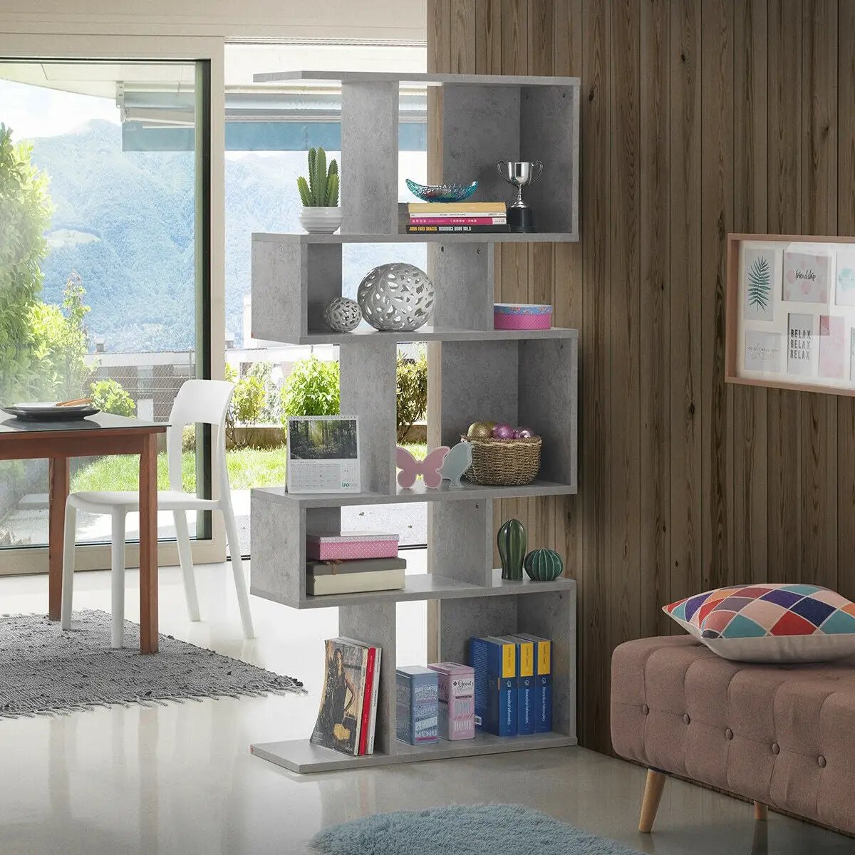 5 Cubes Ladder Shelf Corner Bookshelf Display Rack Bookcase by DirectDeals