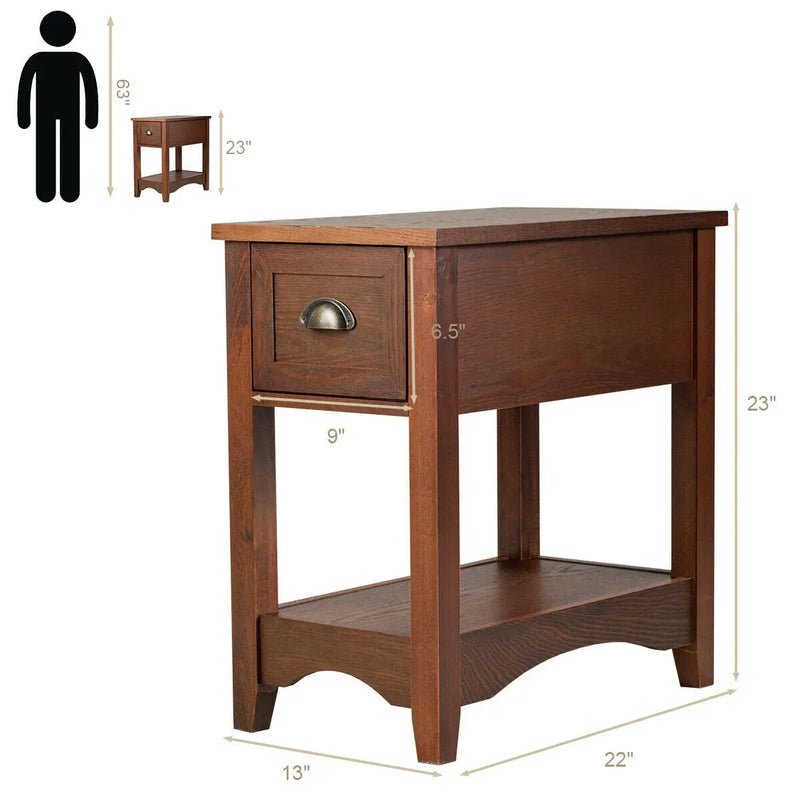 Contemporary Chair Side End Table Compact Table with Drawer Nightstand by DirectDeals