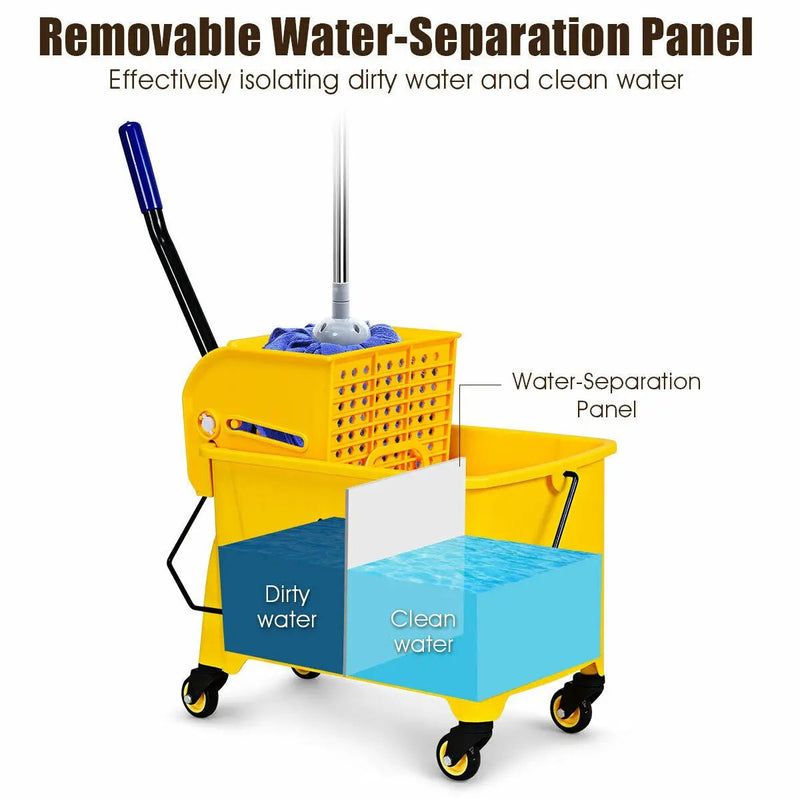 21 Quart Mop Bucket Side Press Wringer on Wheels With Panel by DirectDeals