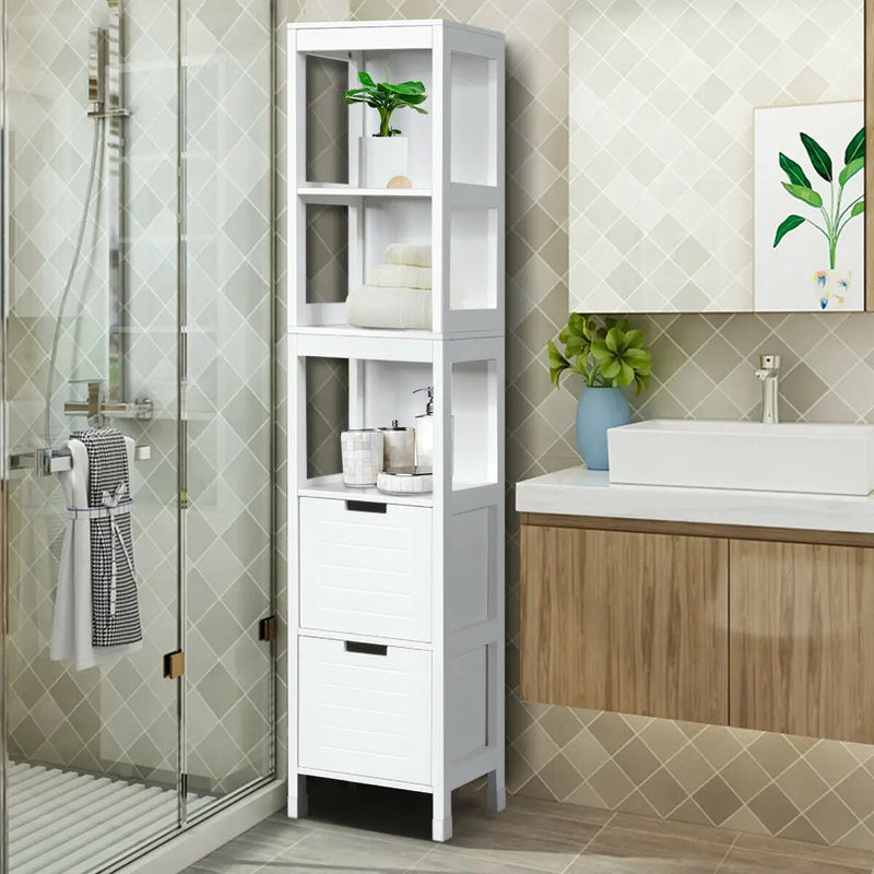 5-Tier Multifunctional Bathroom Floor Cabine Storage with 2 Drawers by DirectDeals