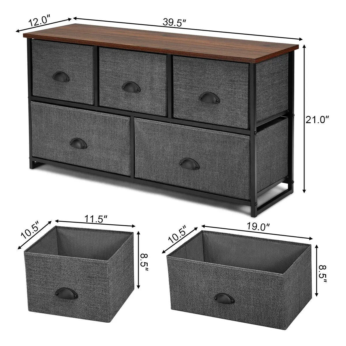 Wood Dresser Storage Unit Side Table Display Organizer by DirectDeals