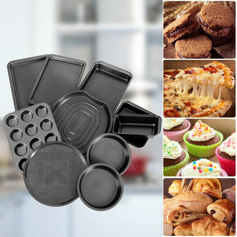 10 Pieces Nonstick Bakeware Set Baking Roasting Cake Pans by DirectDeals