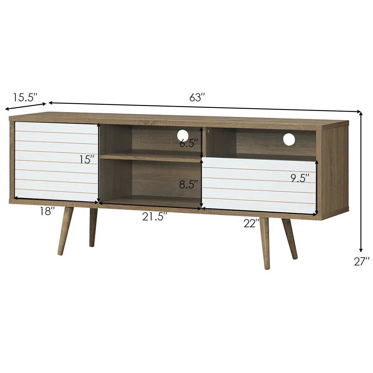 Mid-Century Modern TV Stand for TVs up to 65 Inch with Storage Shelves by DirectDeals