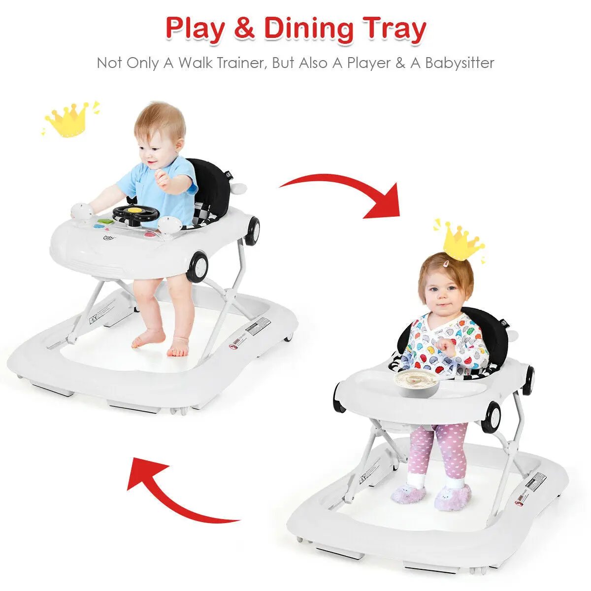 2-in-1 Foldable Baby Walker with Music Player and Lights by DirectDeals
