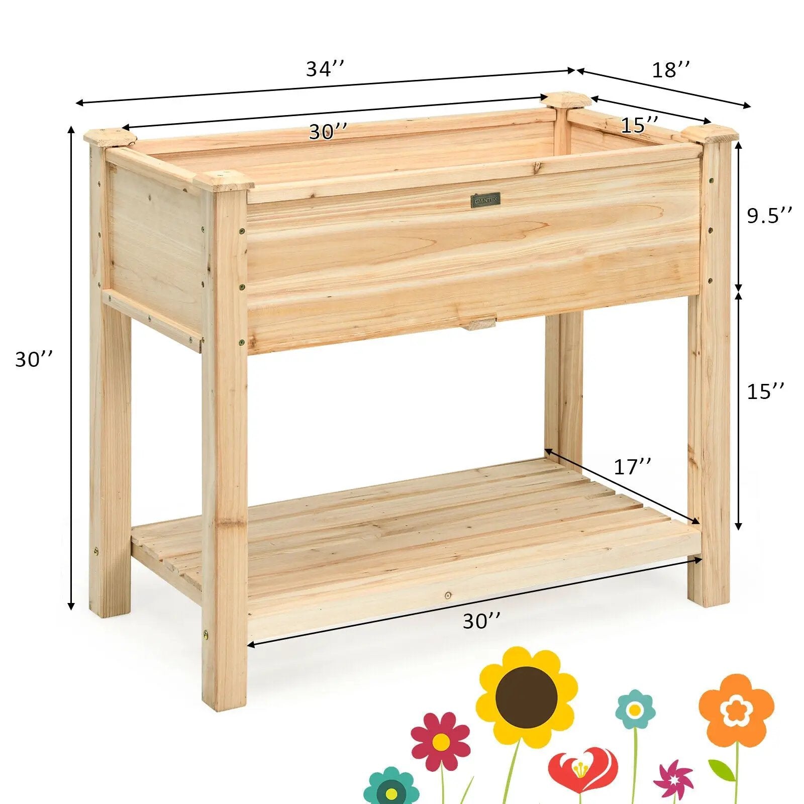 Raised Garden Elevated Wood Planter Box Stand by DirectDeals