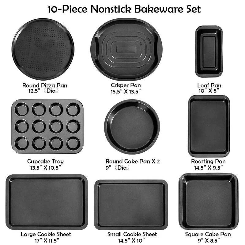 10 Pieces Nonstick Bakeware Set Baking Roasting Cake Pans by DirectDeals