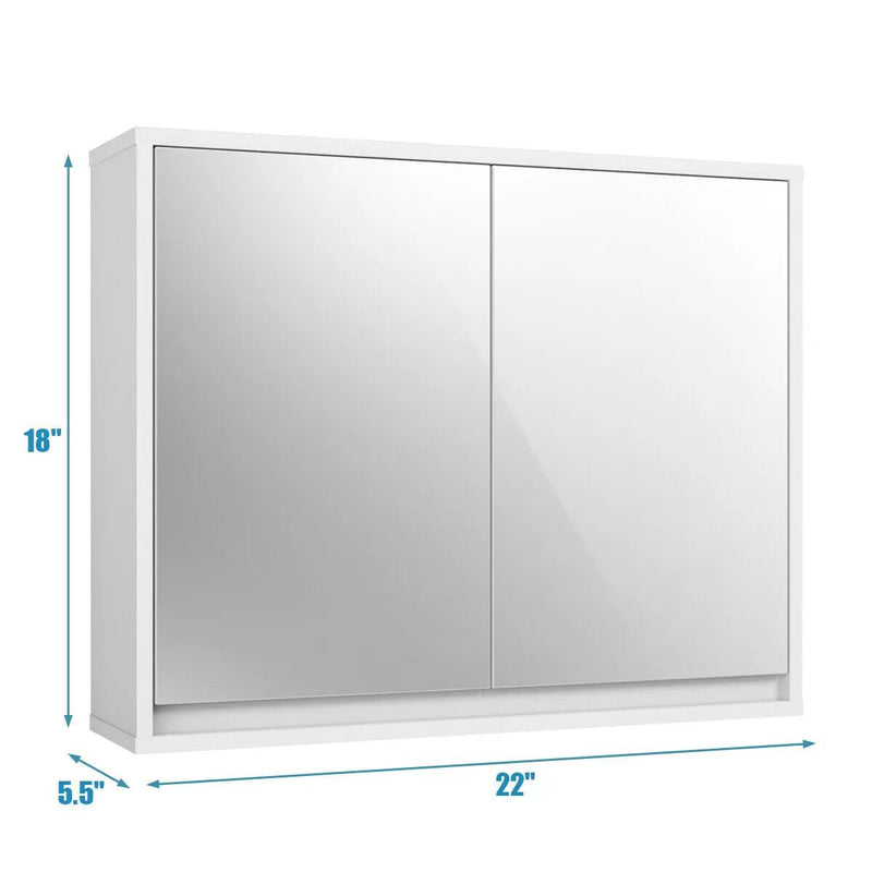 2-Door Wall-Mounted Bathroom Mirrored Medicine Cabinet by DirectDeals