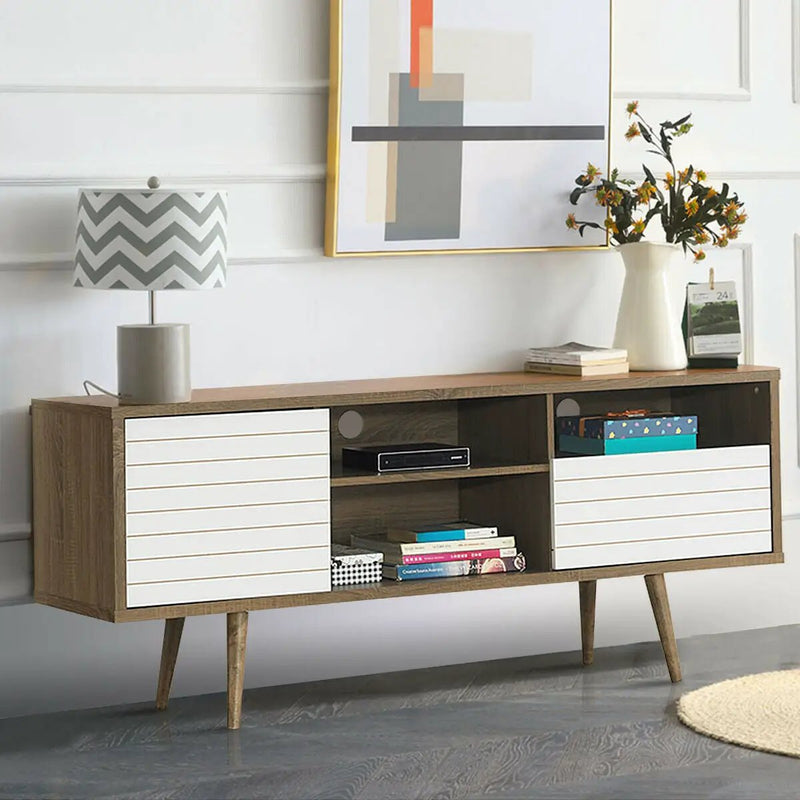 Mid-Century Modern TV Stand for TVs up to 65 Inch with Storage Shelves by DirectDeals