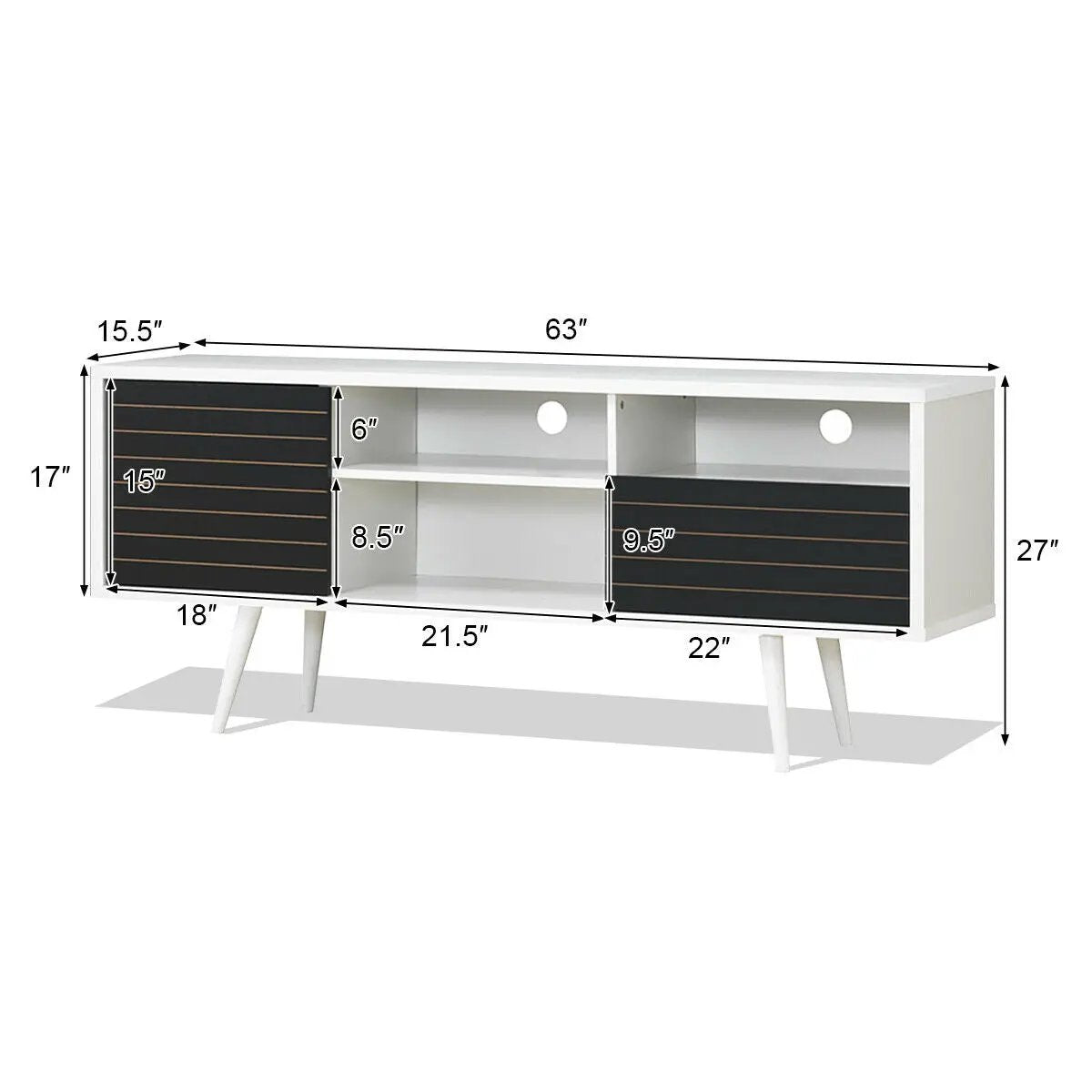 Mid-Century Modern TV Stand for TVs up to 65 Inch with Storage Shelves by DirectDeals
