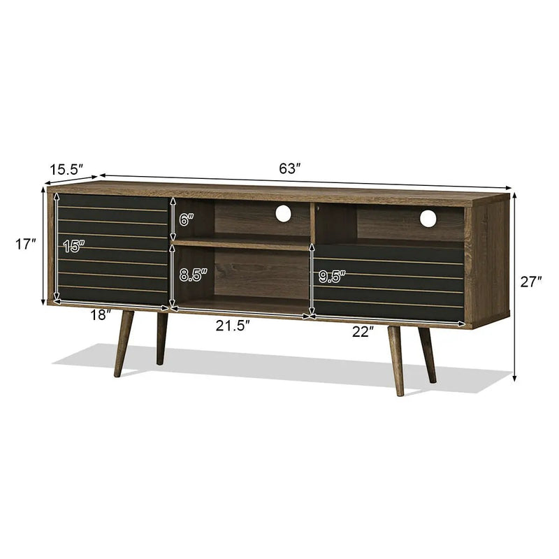 Mid-Century Modern TV Stand for TVs up to 65 Inch with Storage Shelves by DirectDeals