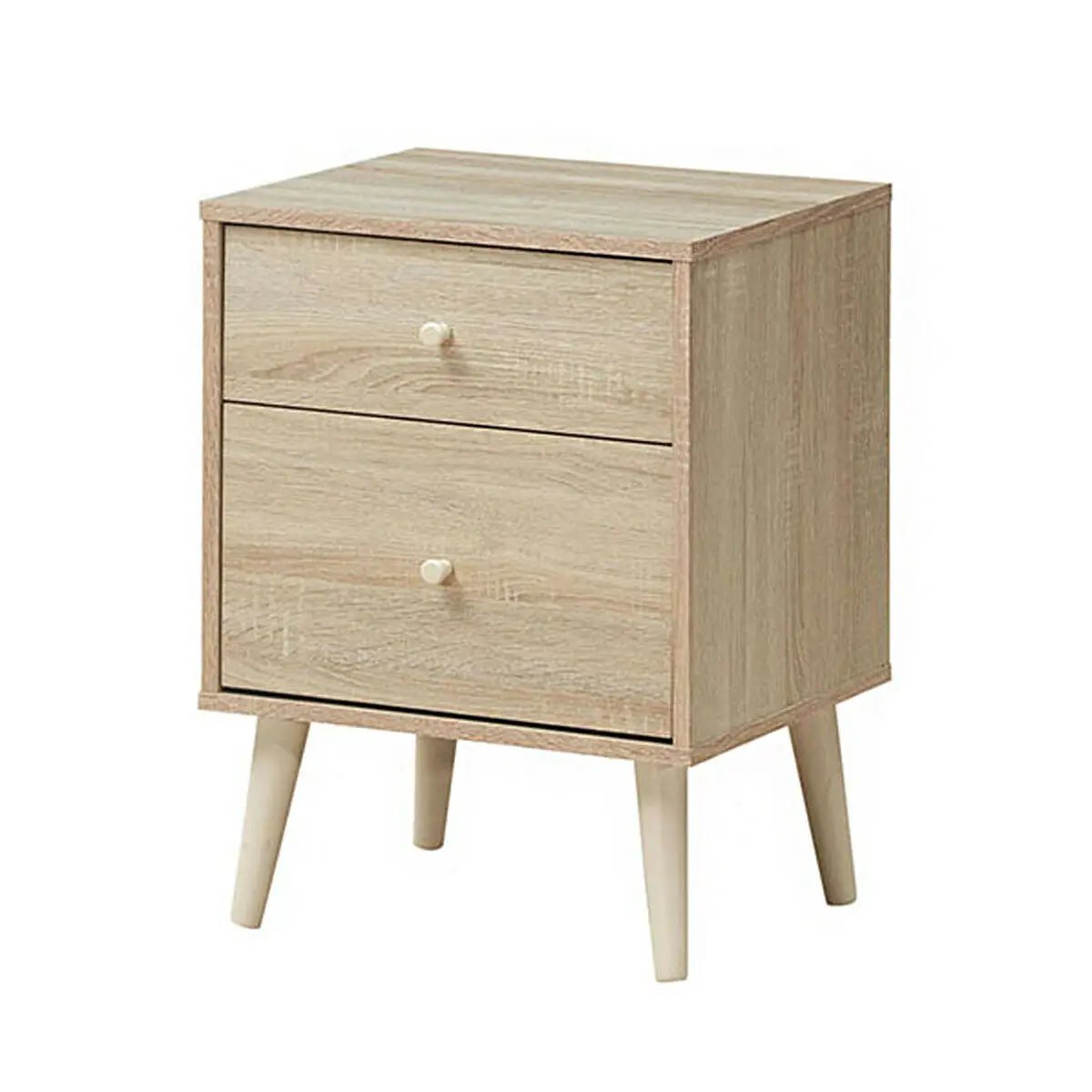 2-Drawer Nightstand Beside End Side Table with Rubber Legs by DirectDeals
