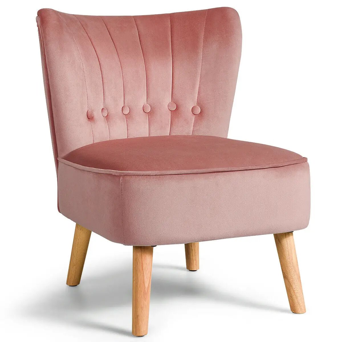 Armless Accent Chair Tufted Velvet Leisure Chair by DirectDeals