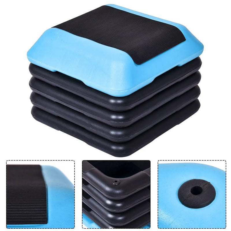 16 x 16 Inch Adjustable 4 Risers Lightweight Aerobic Pedals by DirectDeals