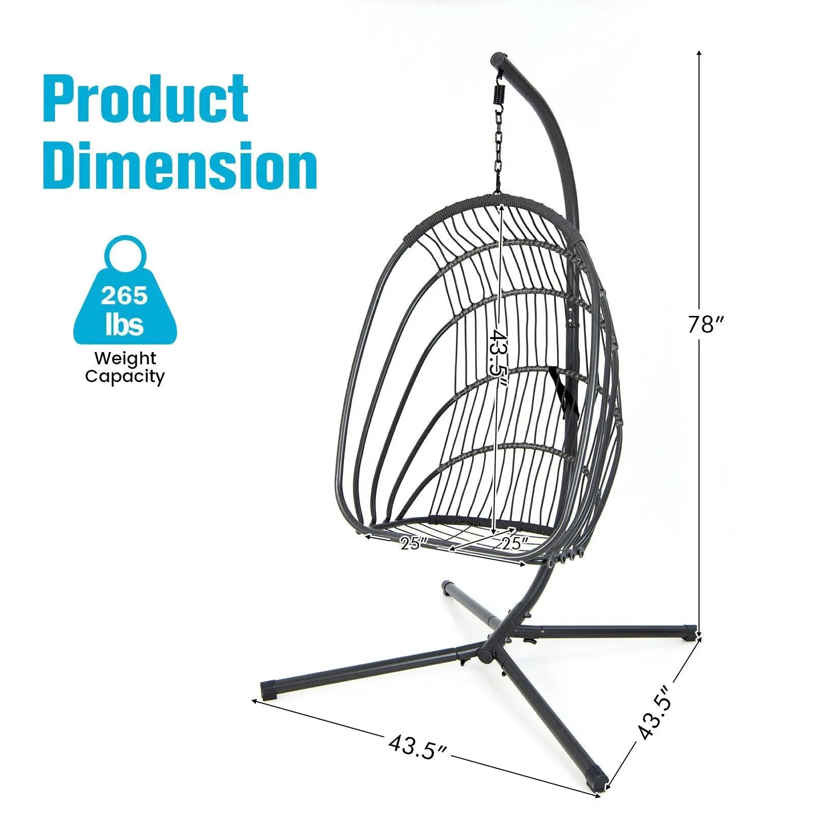 Hanging Folding Egg Chair with Stand Soft Cushion Pillow Swing Hammock by DirectDeals