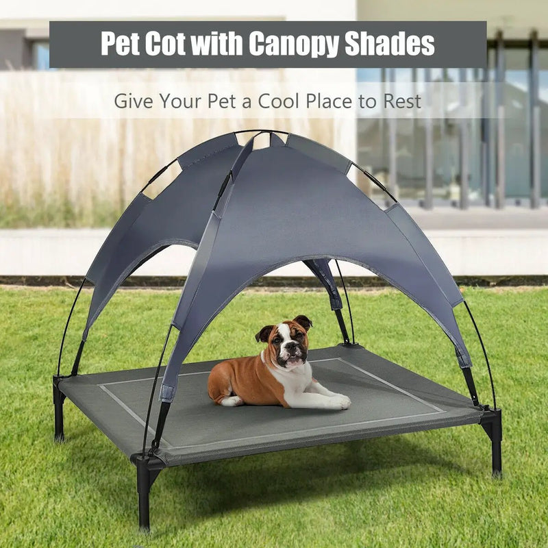 Portable Elevated Outdoor Pet Bed with Removable Canopy Shade by DirectDeals