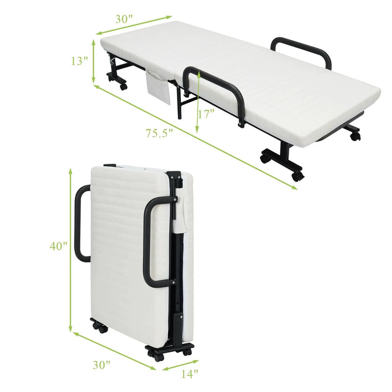Adjustable Folding Guest Bed Frame with Mattress and Wheels by DirectDeals