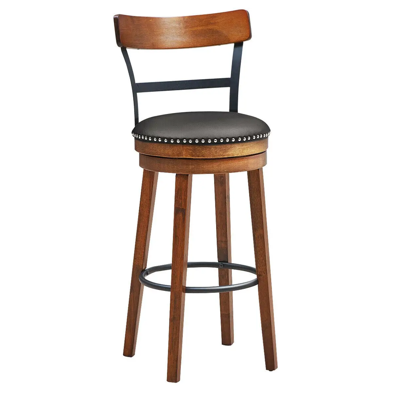 30.5 Inch 360-Degree Swivel Stools with Leather Padded Seat by DirectDeals