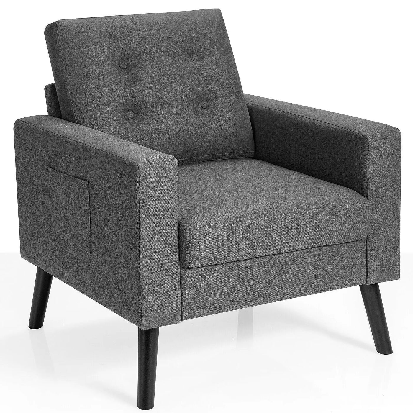 Mid-Century Upholstered Armchair Club Chair with Rubber Wood Legs by DirectDeals