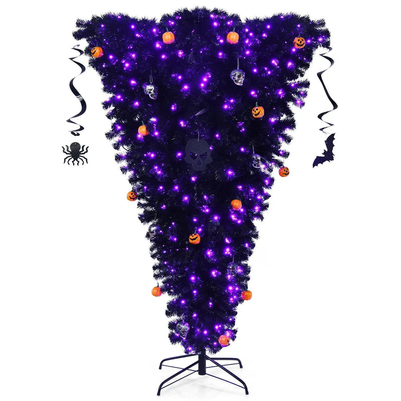 6 Feet Upside Down Artificial Christmas Tree with 270 Purple LED lights by DirectDeals