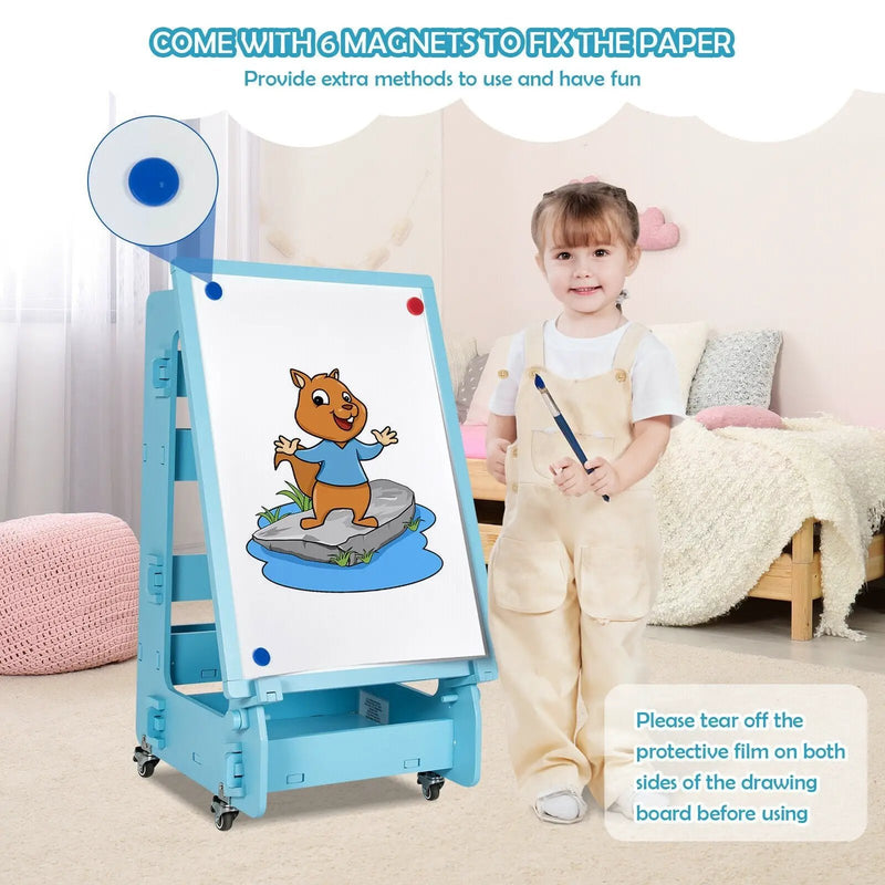Multifunctional Kids' Standing Art Easel with Dry-Erase Board by DirectDeals