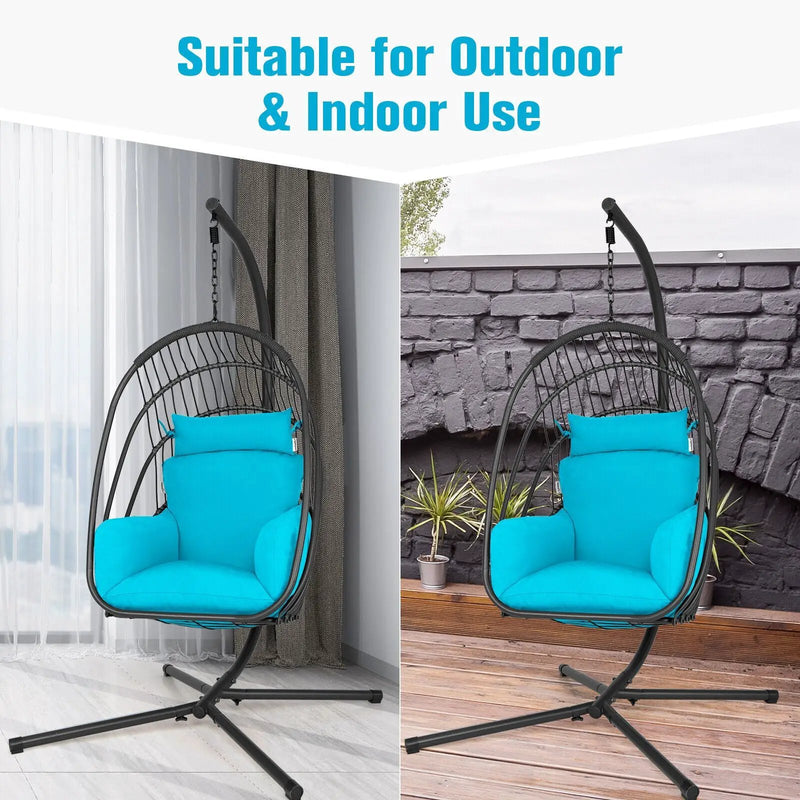 Hanging Folding Egg Chair with Stand Soft Cushion Pillow Swing Hammock by DirectDeals