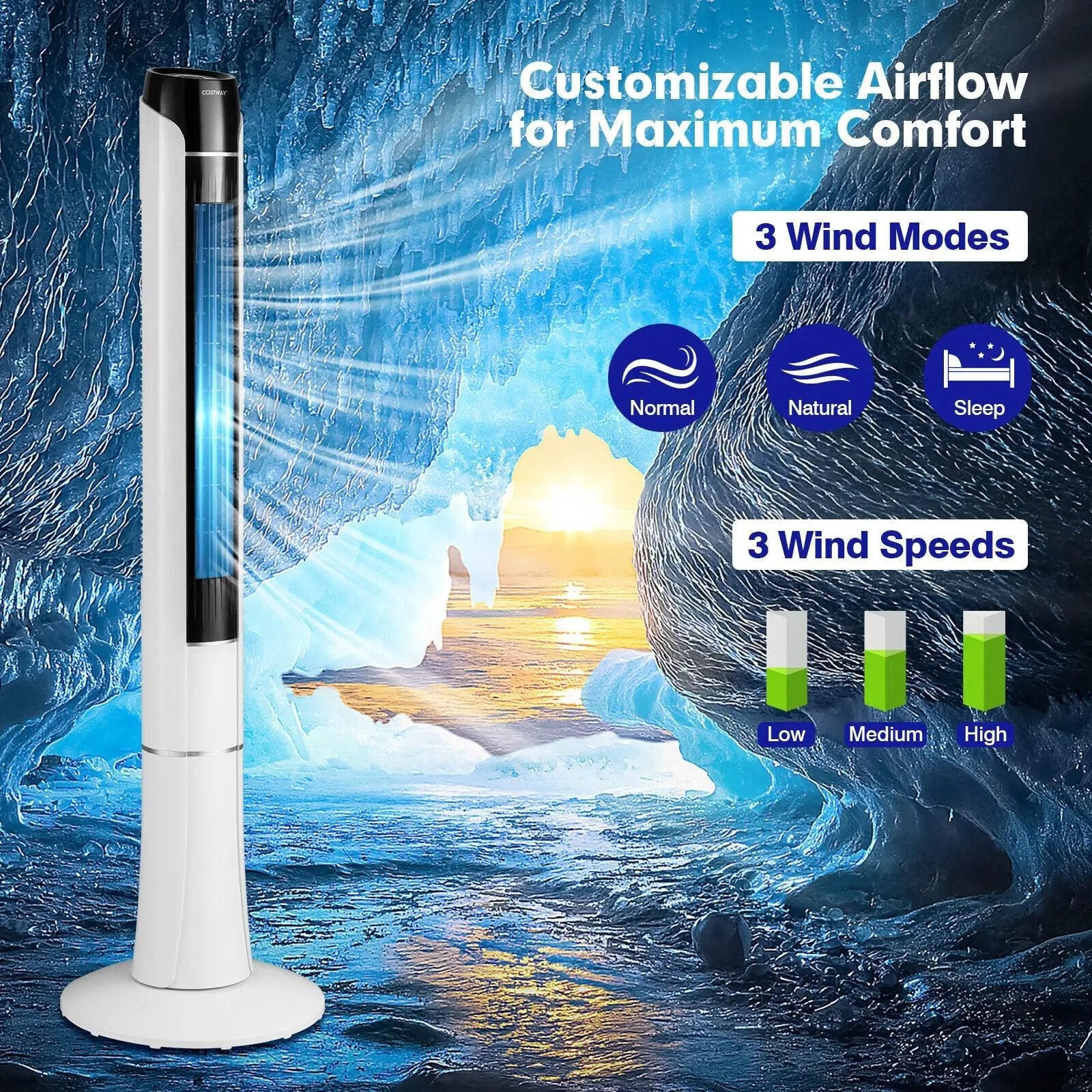 Portable 48 Inches Tower Fan with Remote Control-White by DirectDeals
