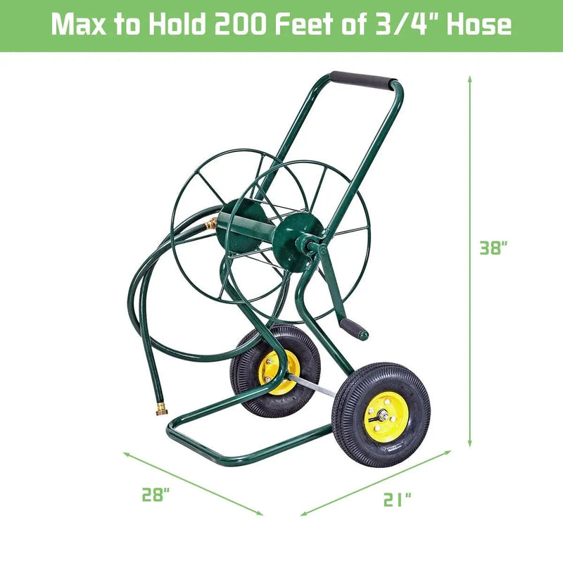 Garden Steel Frame Wheeled Hose Reel Cart by DirectDeals