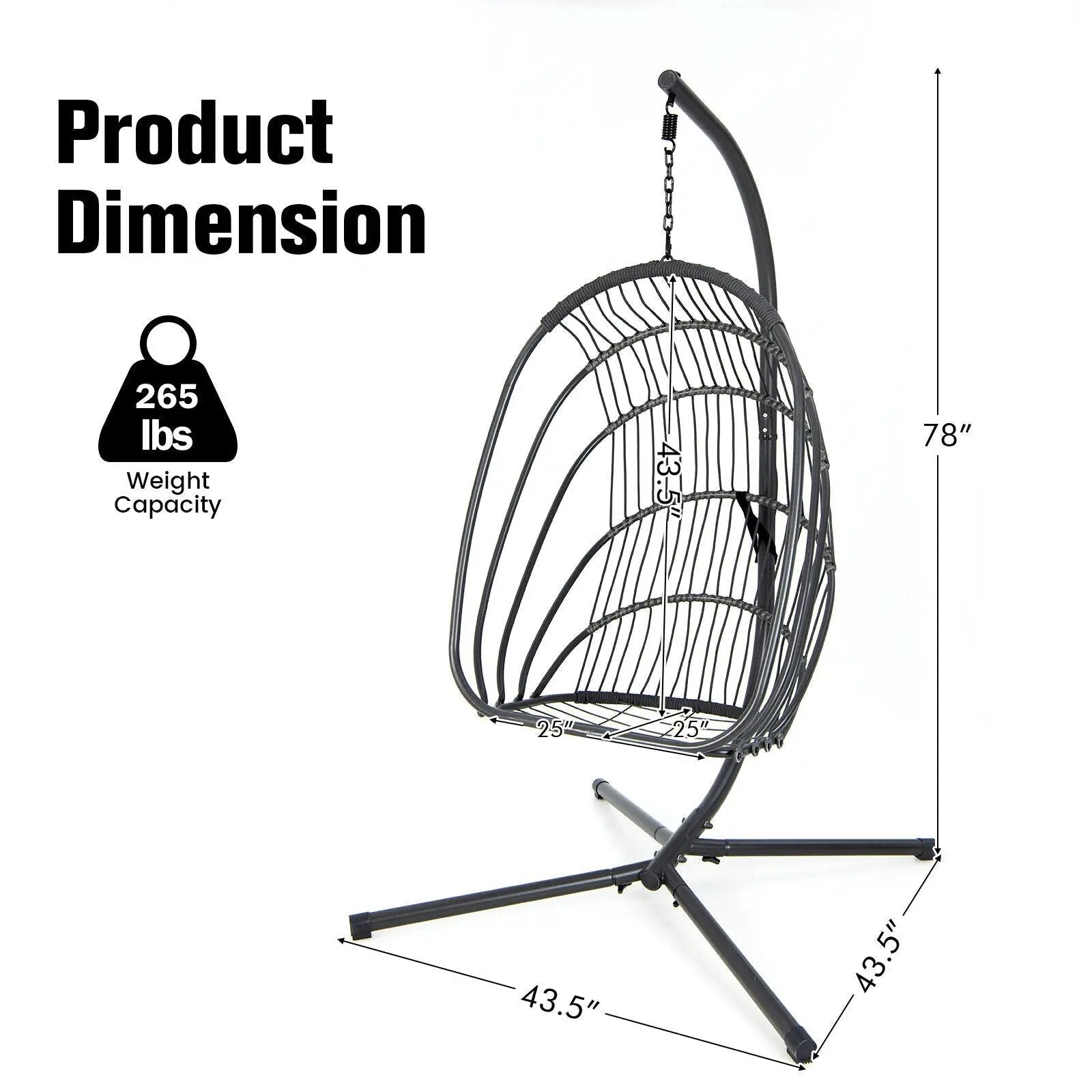 Hanging Folding Egg Chair with Stand Soft Cushion Pillow Swing Hammock by DirectDeals