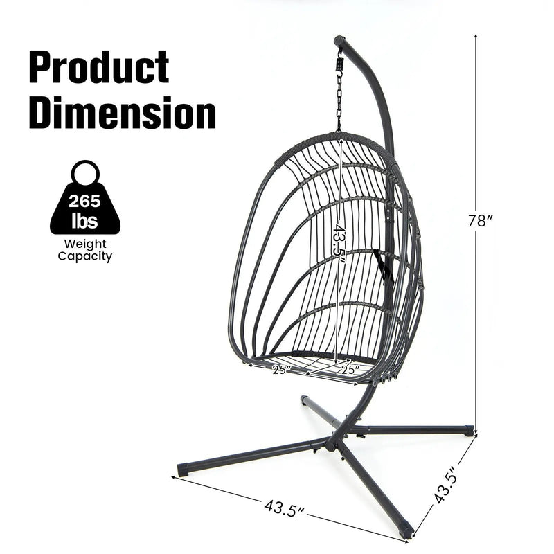 Hanging Folding Egg Chair with Stand Soft Cushion Pillow Swing Hammock by DirectDeals